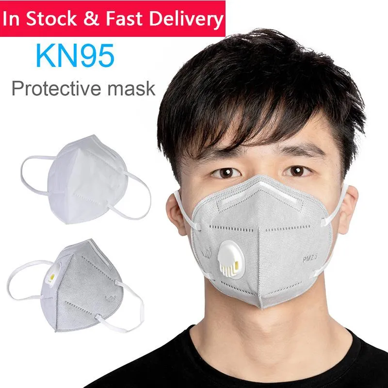 5 Pcs High Quality KN95 Mask PM2.5 Mouth Cover Dust Masks Breathing Valve Folding Non- Wholesale Dropshipping