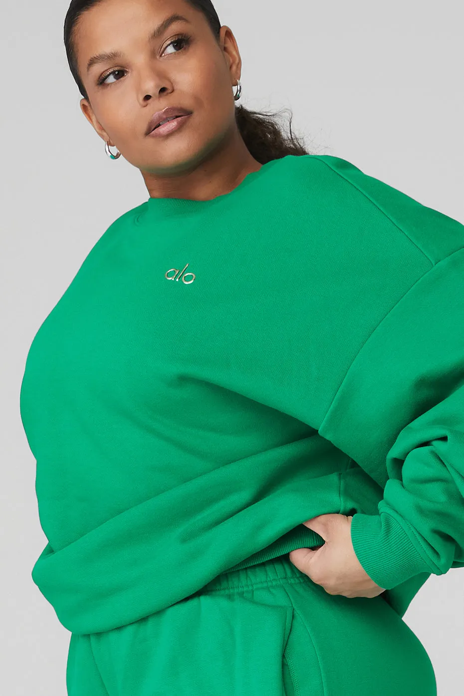 Accolade Crew Neck Pullover - Green Emerald