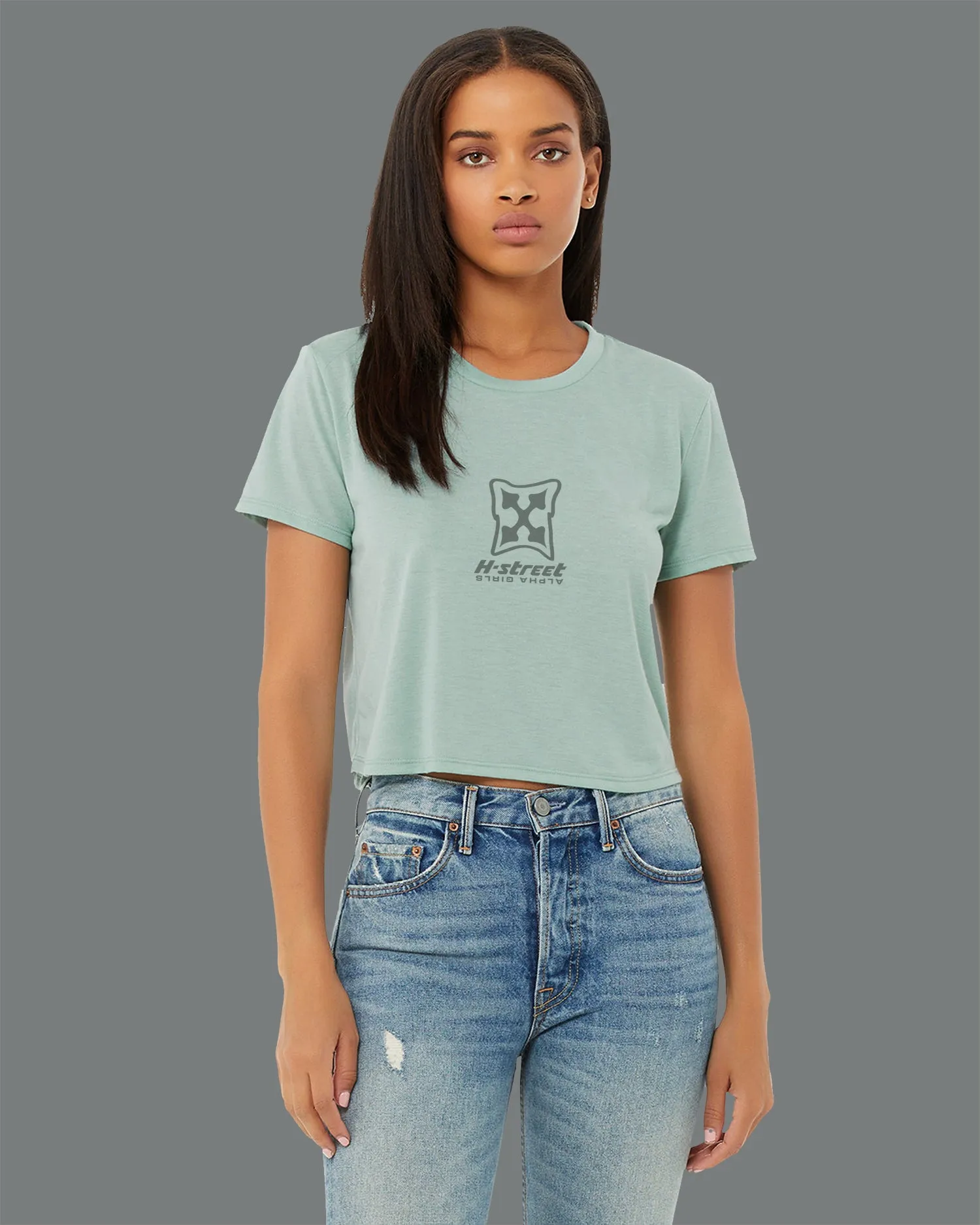 ALPHA GIRL MARK LOGO </p> FLOWY CROP T-SHIRTS