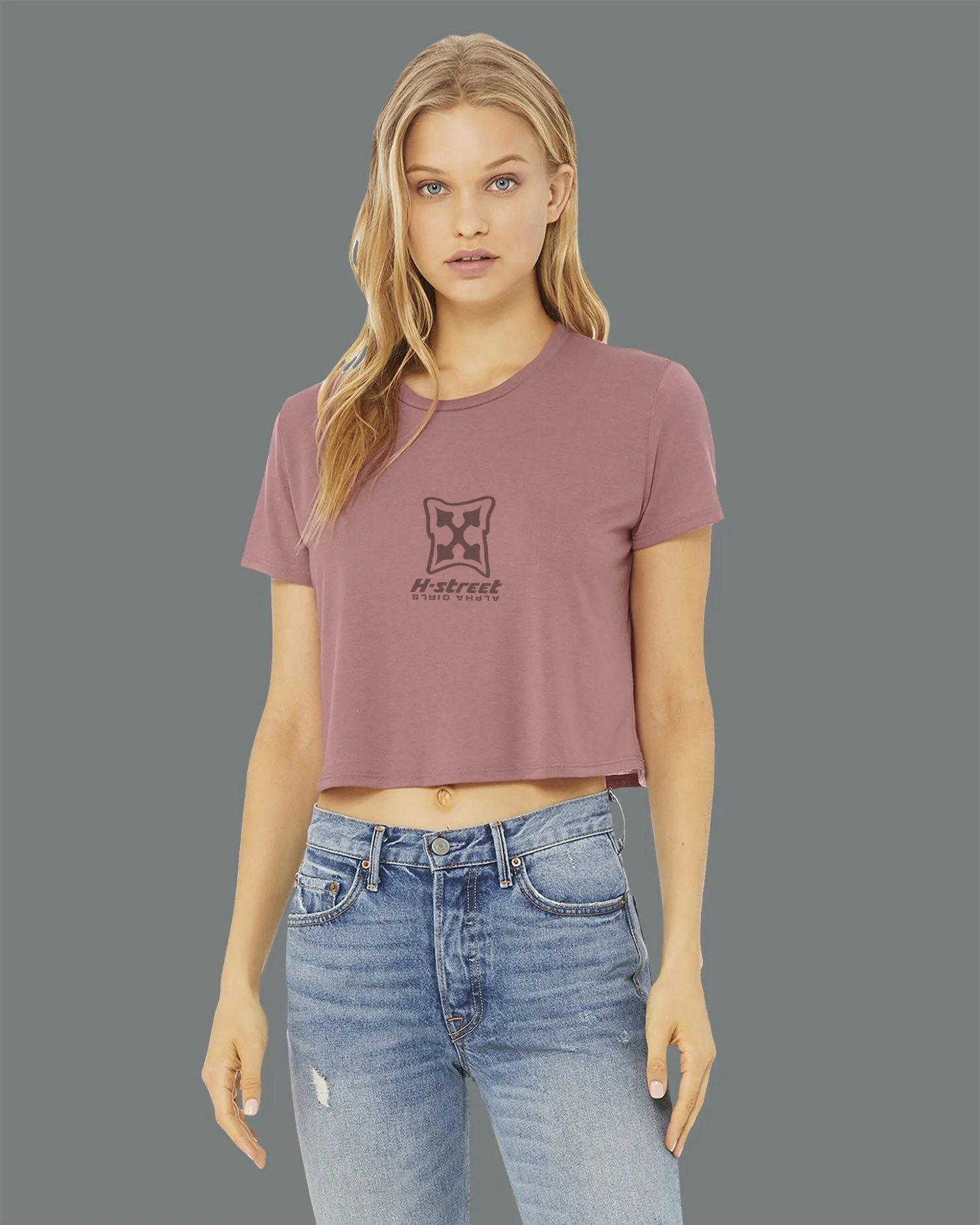 ALPHA GIRL MARK LOGO </p> FLOWY CROP T-SHIRTS