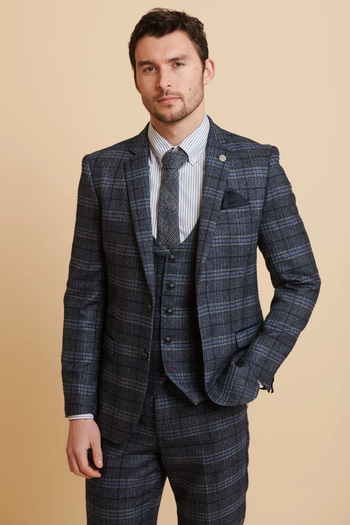 ANDY - Blue Check Three Piece Suit