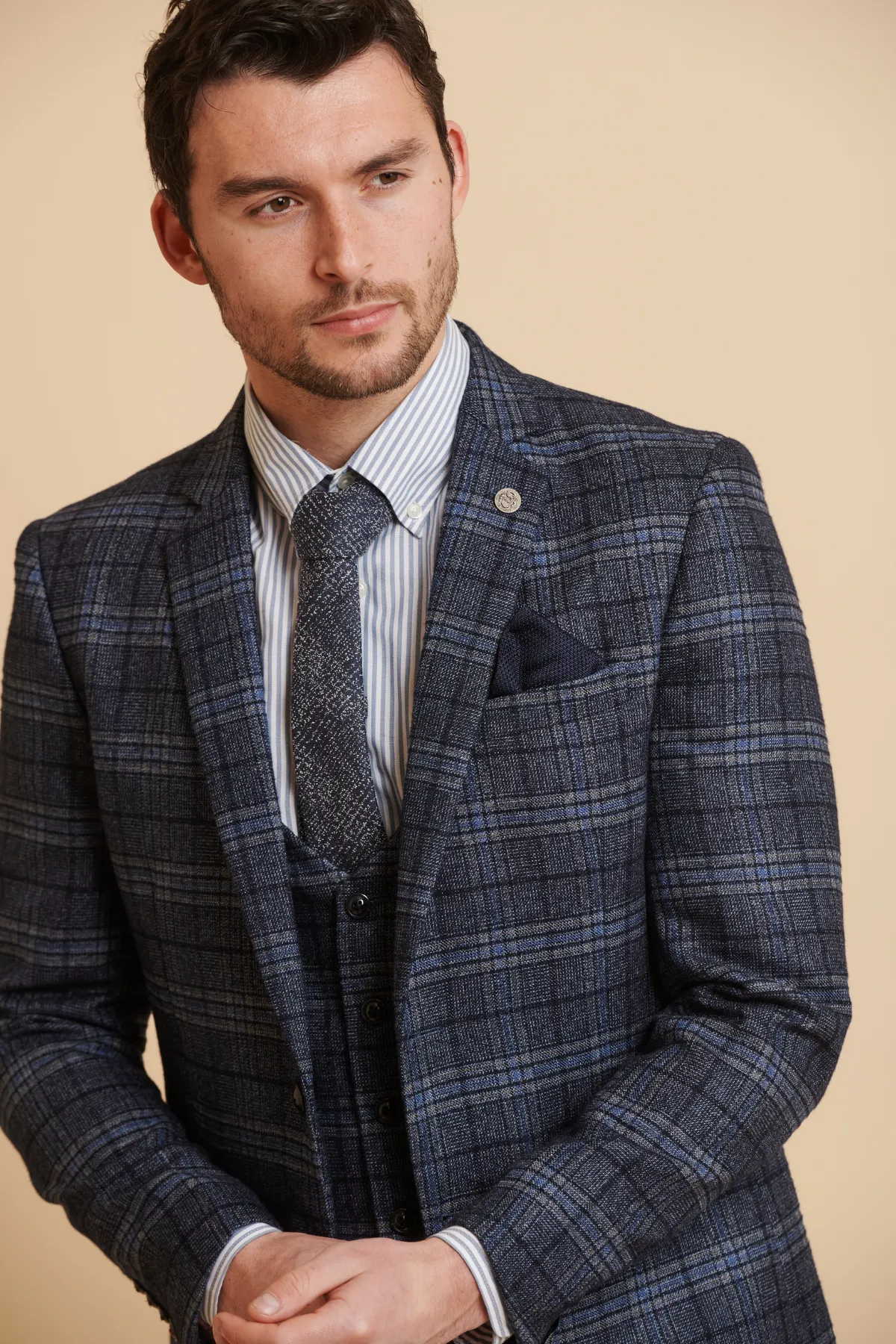 ANDY - Blue Check Three Piece Suit