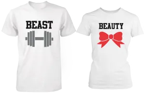 Beauty & Beast White Matching Couple Shirts (Set)