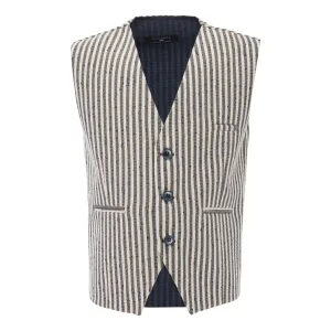 Beige Striped Vest and Bowtie