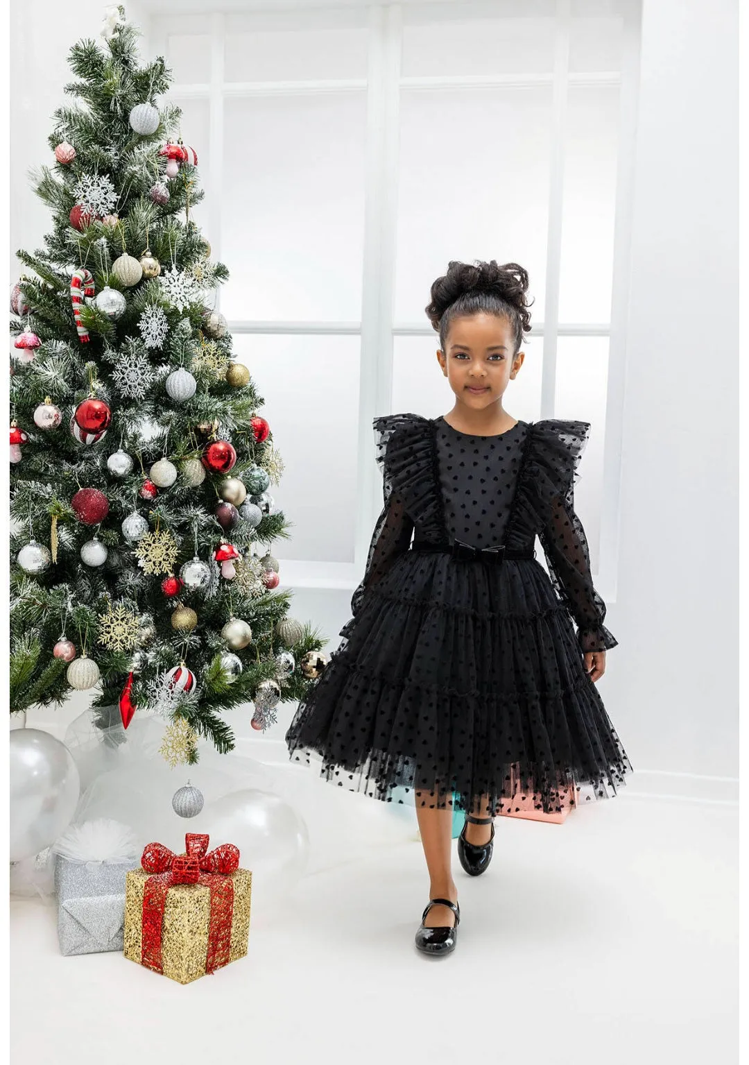 Black Heart-Shaped Girls Dress