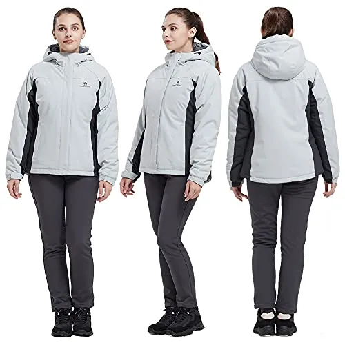 CAMEL CROWN Women's Waterproof Ski Jacket Winter Coat Windbreaker Fleece Inner Snow Hiking Outdoor