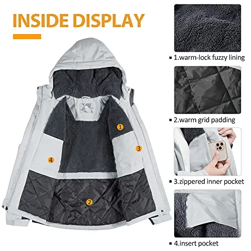 CAMEL CROWN Women's Waterproof Ski Jacket Winter Coat Windbreaker Fleece Inner Snow Hiking Outdoor