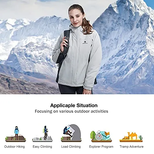 CAMEL CROWN Women's Waterproof Ski Jacket Winter Coat Windbreaker Fleece Inner Snow Hiking Outdoor