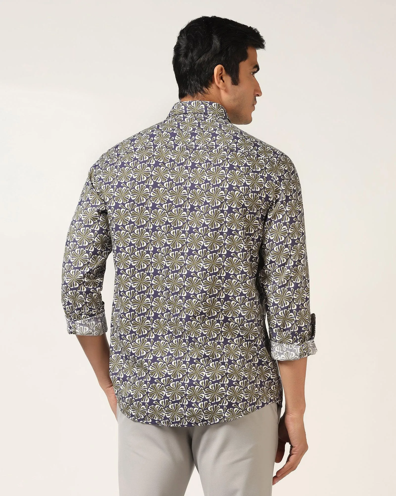 Casual Blue Printed Shirt - Melon