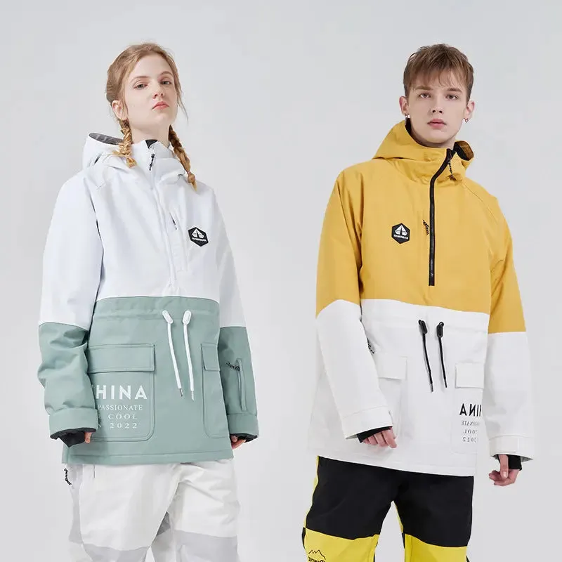 Couple Outdoor Colorblock Snowboard Anorak Jacket