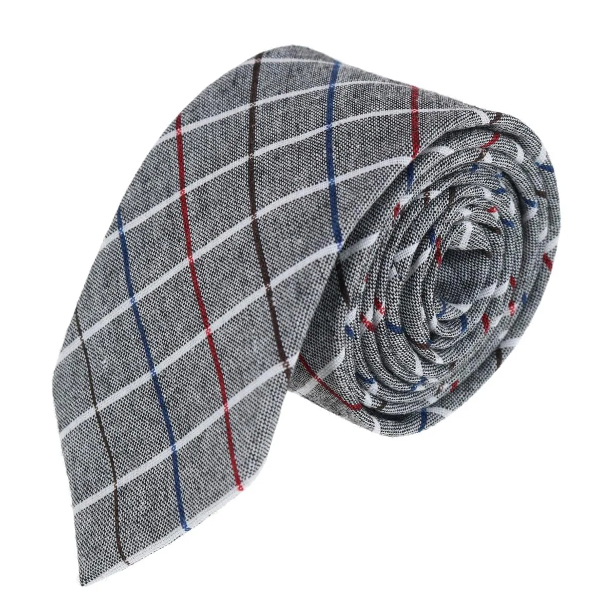 CTM® Men's Grey Cotton Checkered Tie