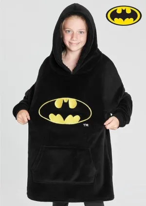 DC Comics Batman Oversized Hoodie Blanket Kids and Teens Fleece Hoodie Super Soft Fluffy Blanket Hoodie Official Merchandise Gifts for Boys (Black)