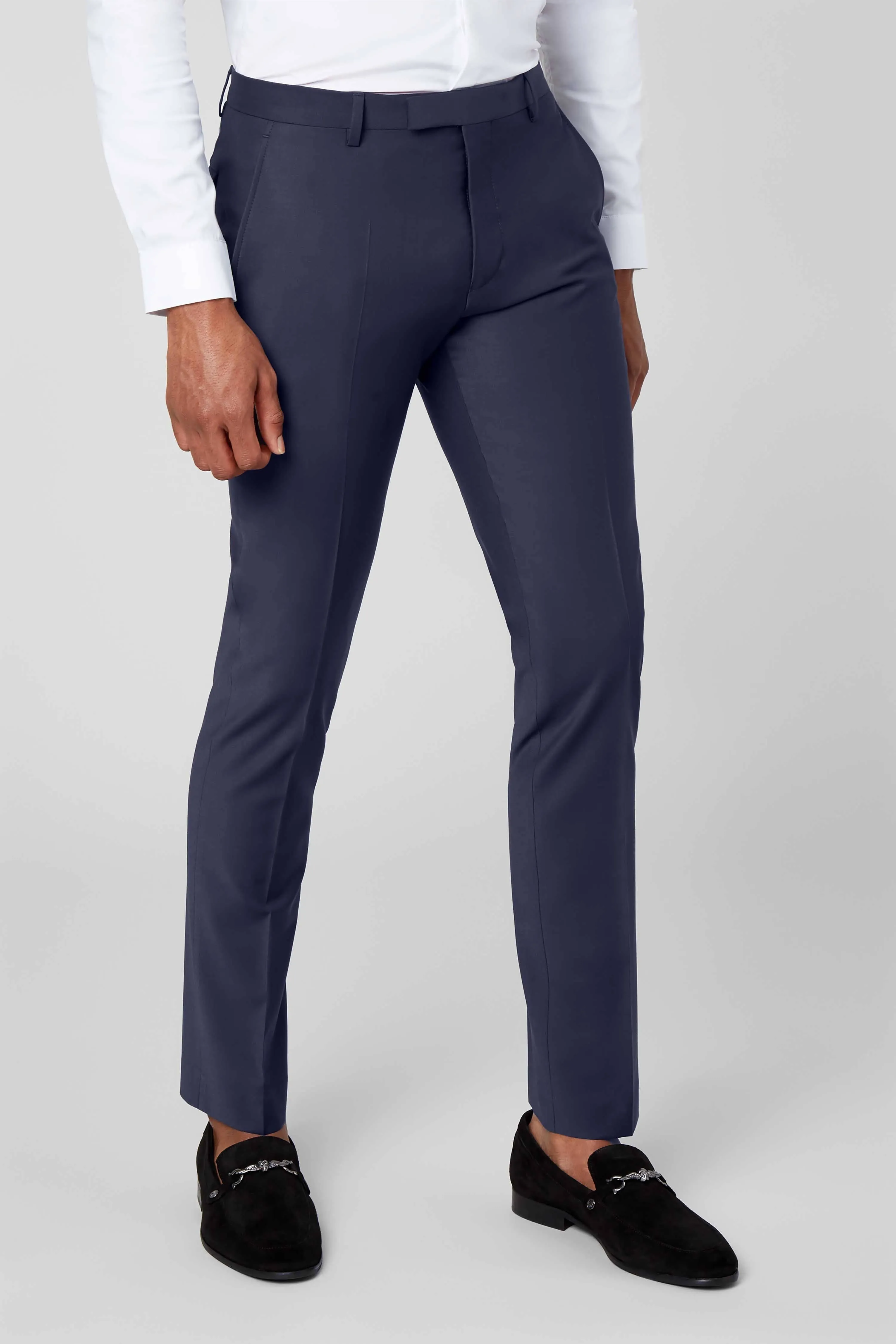 Ellroy Skinny Fit Navy Wool Trousers - ARCHIVE