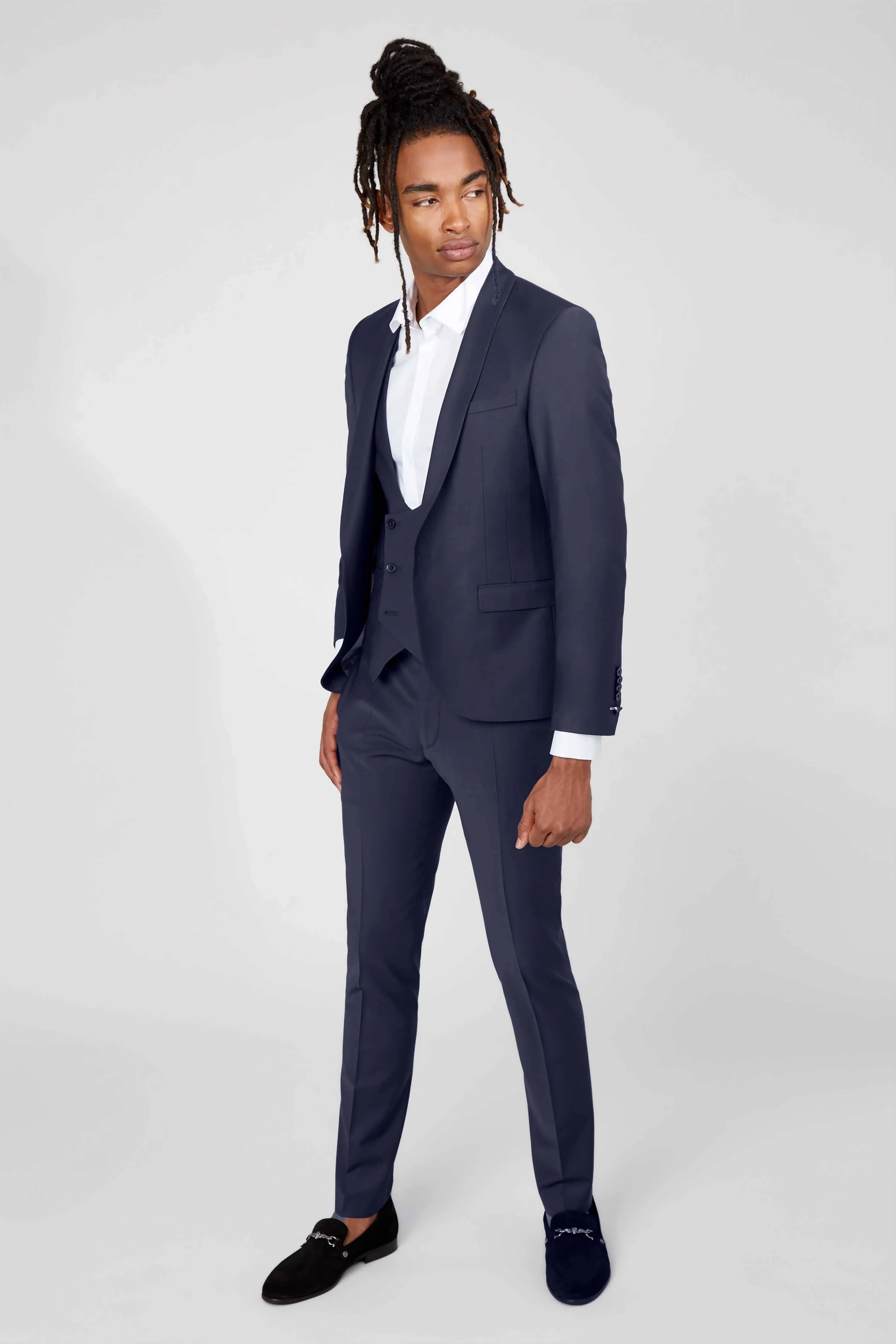 Ellroy Skinny Fit Navy Wool Trousers - ARCHIVE