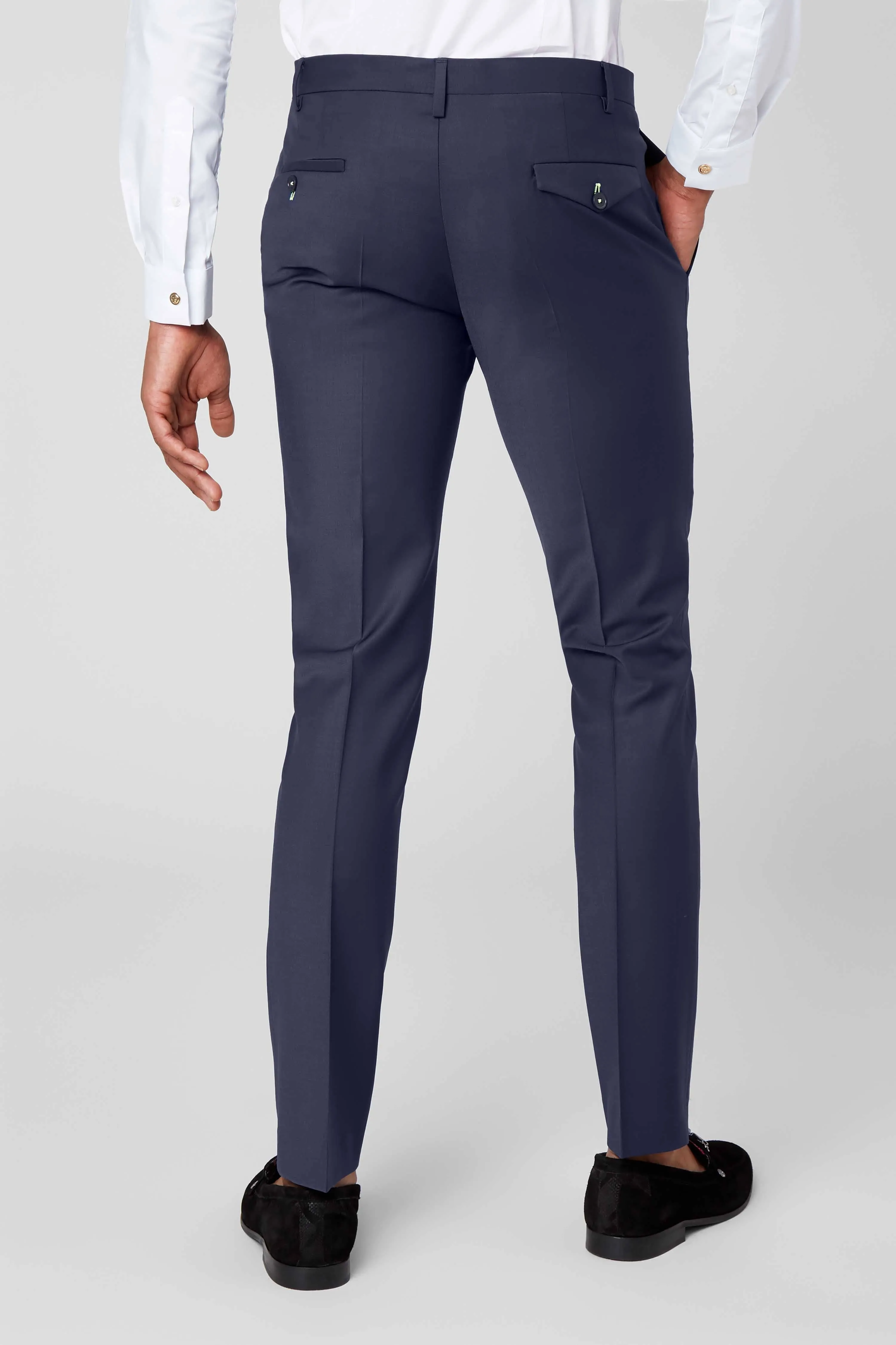 Ellroy Skinny Fit Navy Wool Trousers - ARCHIVE