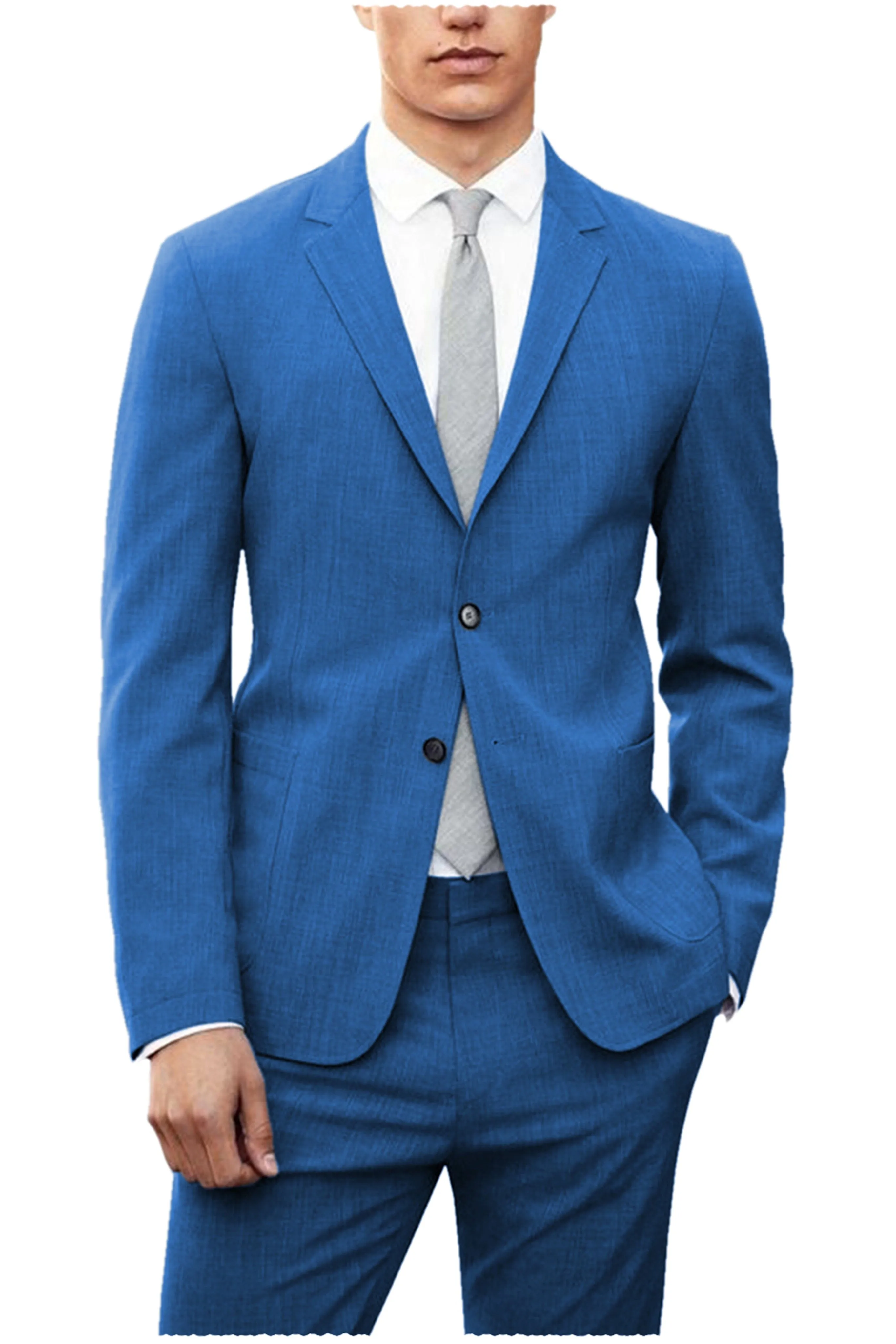 Fashion Casual Double Buttons Notch Lapel Men Suit (Blazer Pants)