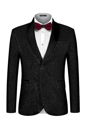 Fitzgeraid Formal Black Jacquard Shawl Collar Men's Wedding Ensemble