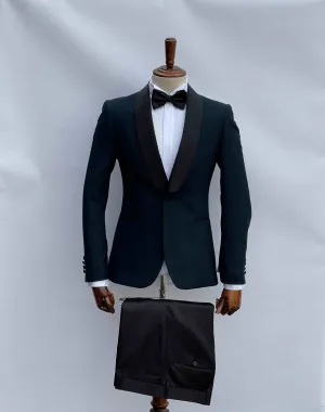 Giovanni Testi 1 Button Shawl Lapel Teal Tuxedo GT1CSX-5130 GREEN/BLACK