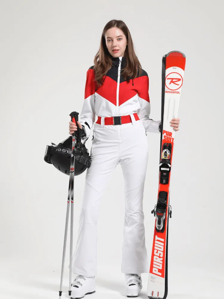 Gsou Snow Retro Belted Slim Ski Jumpsuit - Women's