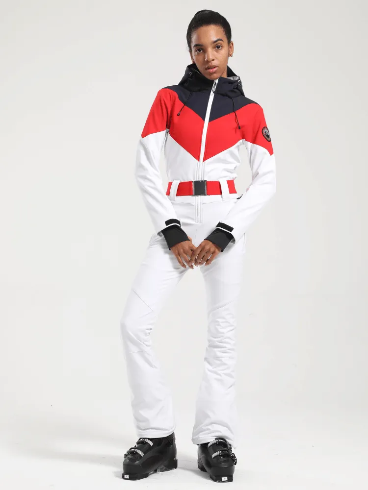 Gsou Snow Retro Belted Slim Ski Jumpsuit - Women's