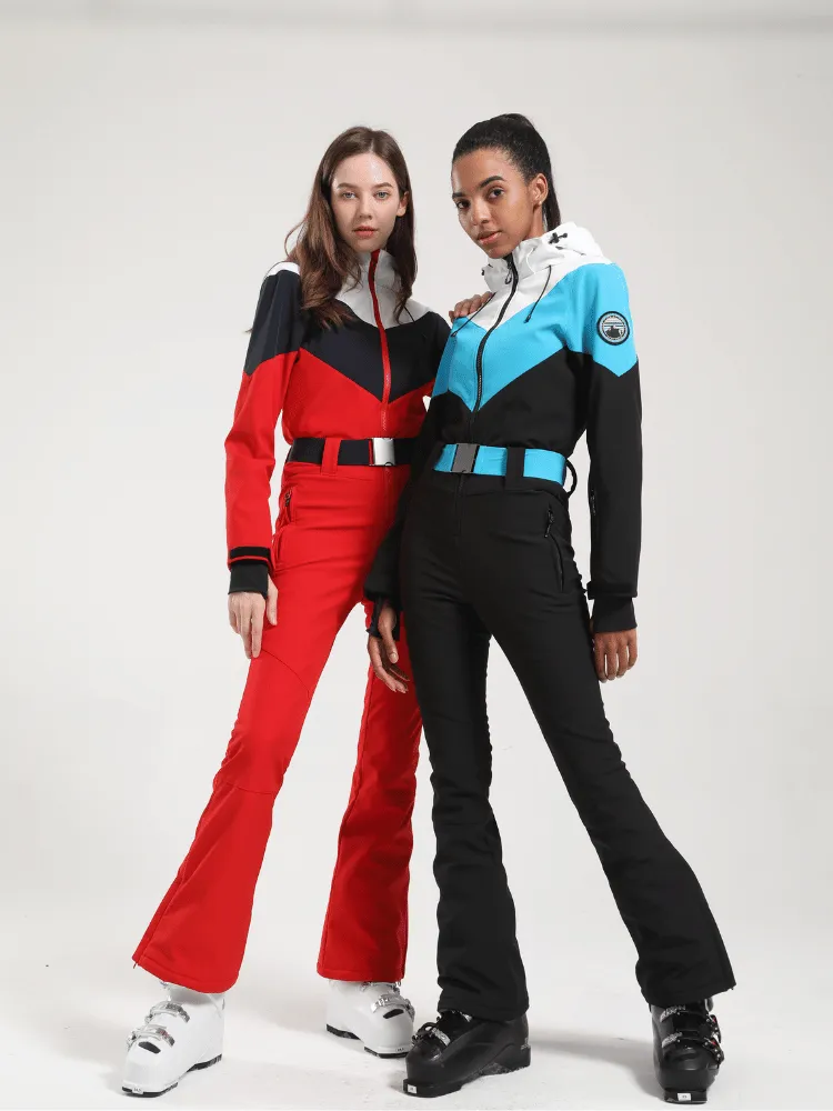 Gsou Snow Retro Belted Slim Ski Jumpsuit - Women's