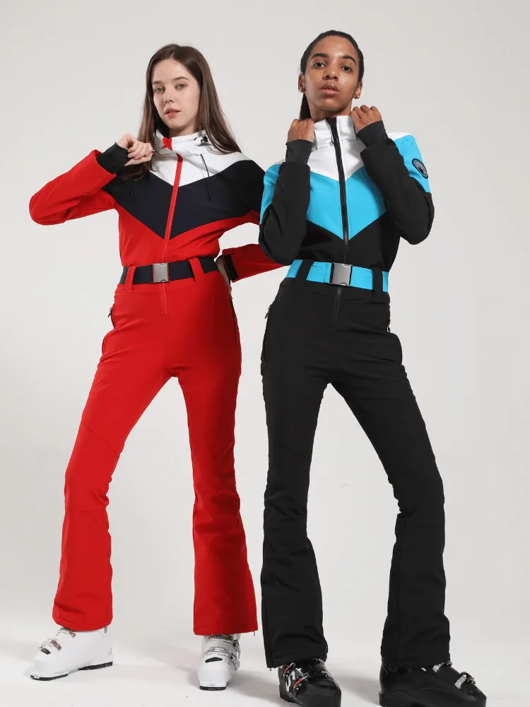 Gsou Snow Retro Belted Slim Ski Jumpsuit - Women's