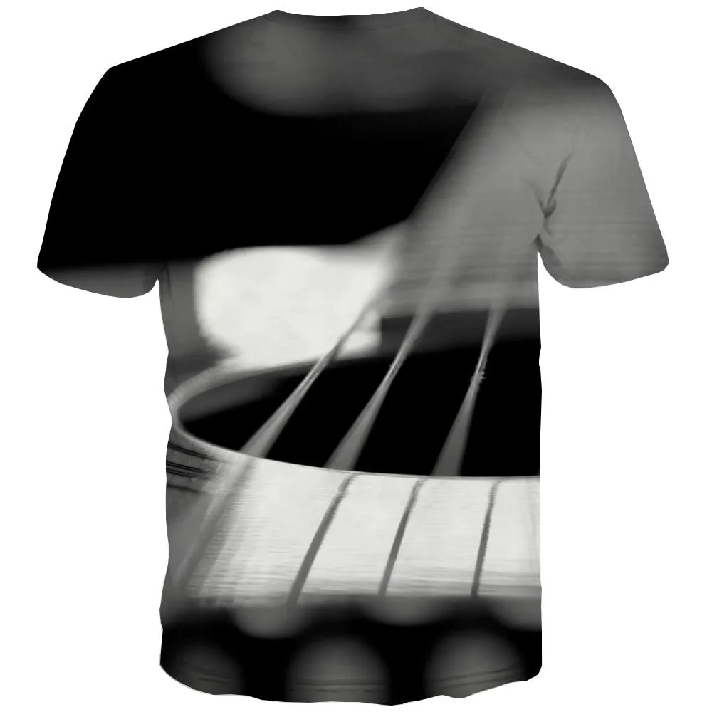 Guitar T-shirt Men Music T shirts Funny Wooden T-shirts Graphic Metal Tshirts Cool