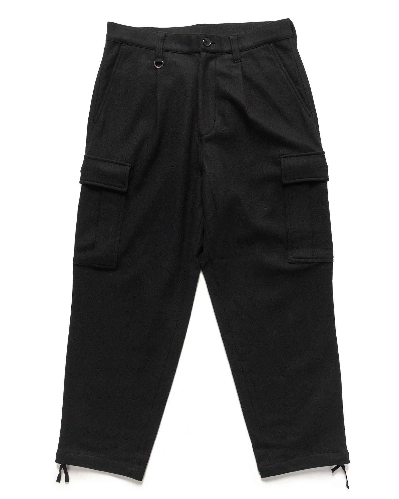 Hard Melton 1Tuck Tapered Cargo Pants Black