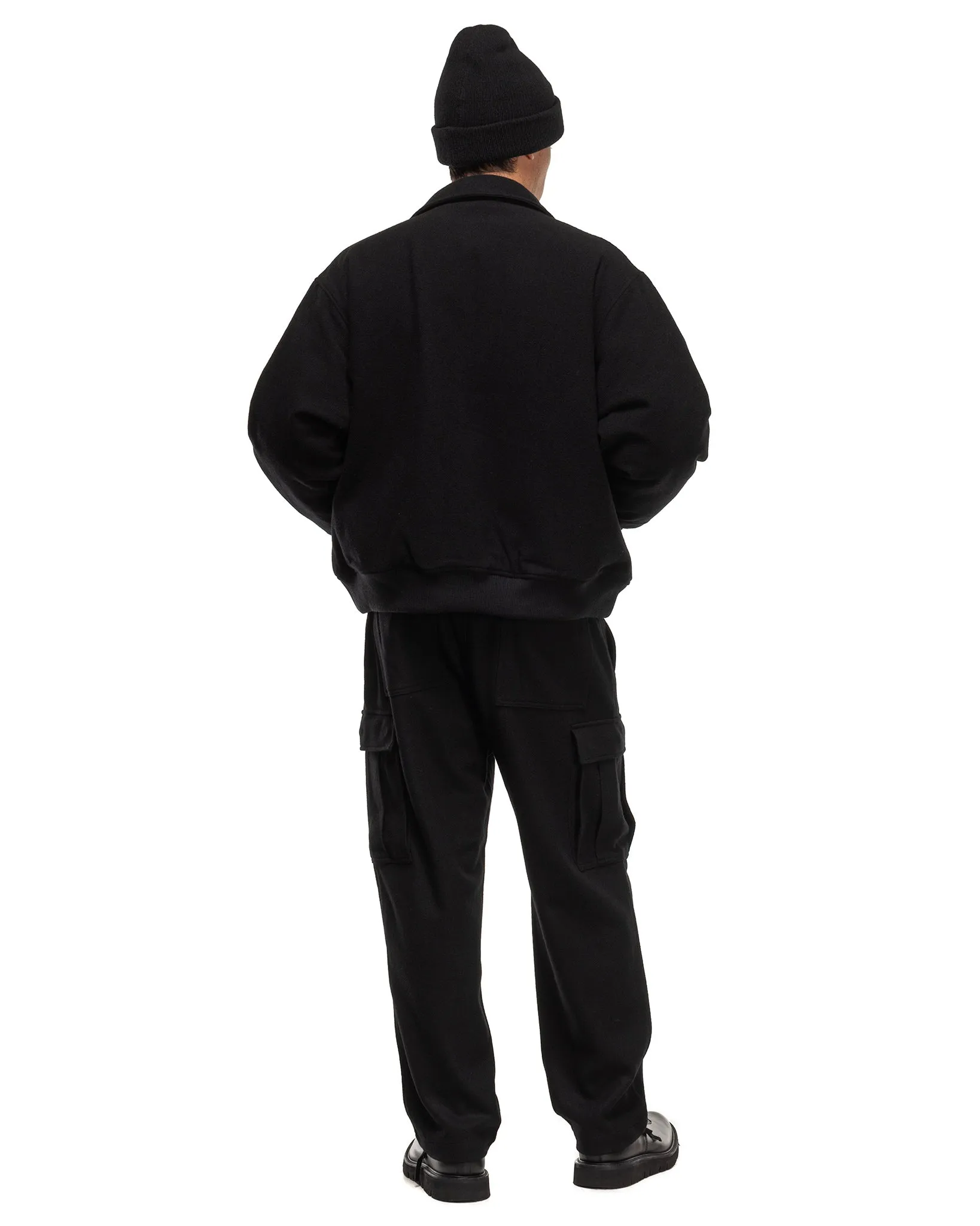 Hard Melton 1Tuck Tapered Cargo Pants Black