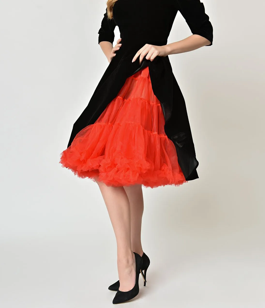 Hell Bunny 1950s Style Retro Red Ruffled Petticoat Crinoline