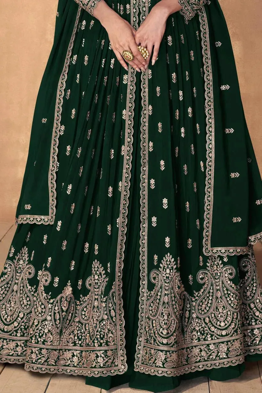 Iconic Designer Faux Georgette Embroidered Anarkali Suits