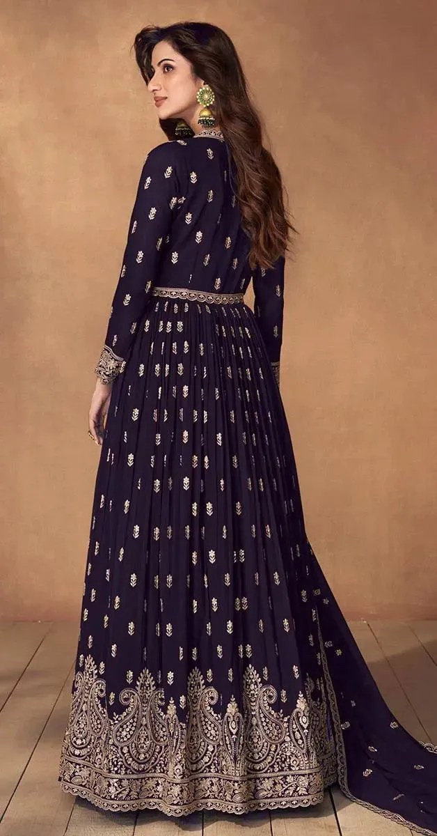 Iconic Designer Faux Georgette Embroidered Anarkali Suits