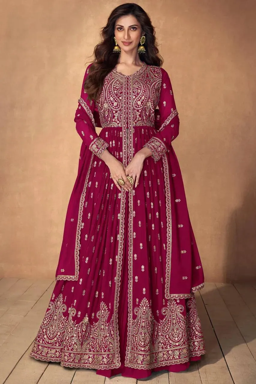 Iconic Designer Faux Georgette Embroidered Anarkali Suits