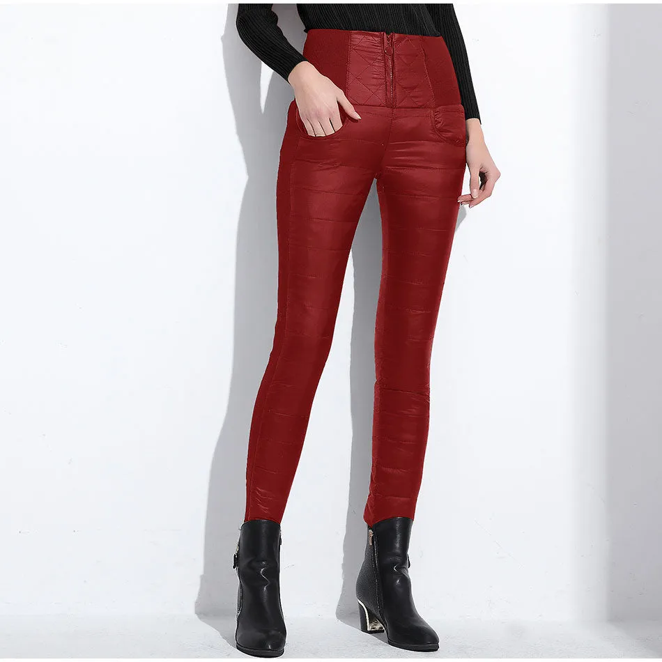 Legging High Waist Pants Winter Women Down Pants Plus Size Velvet Trousers Thickening Slim Thermal