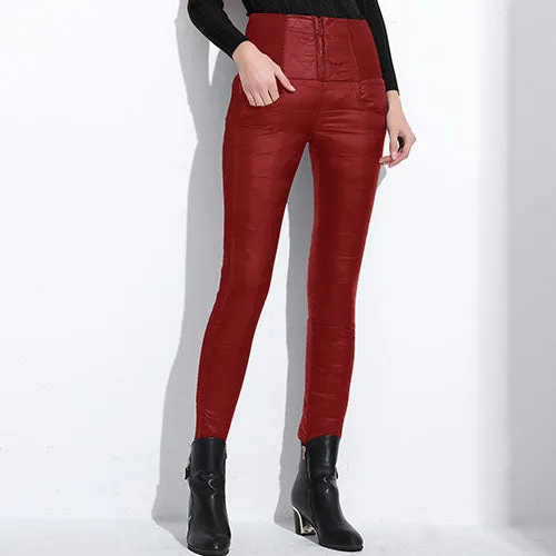 Legging High Waist Pants Winter Women Down Pants Plus Size Velvet Trousers Thickening Slim Thermal