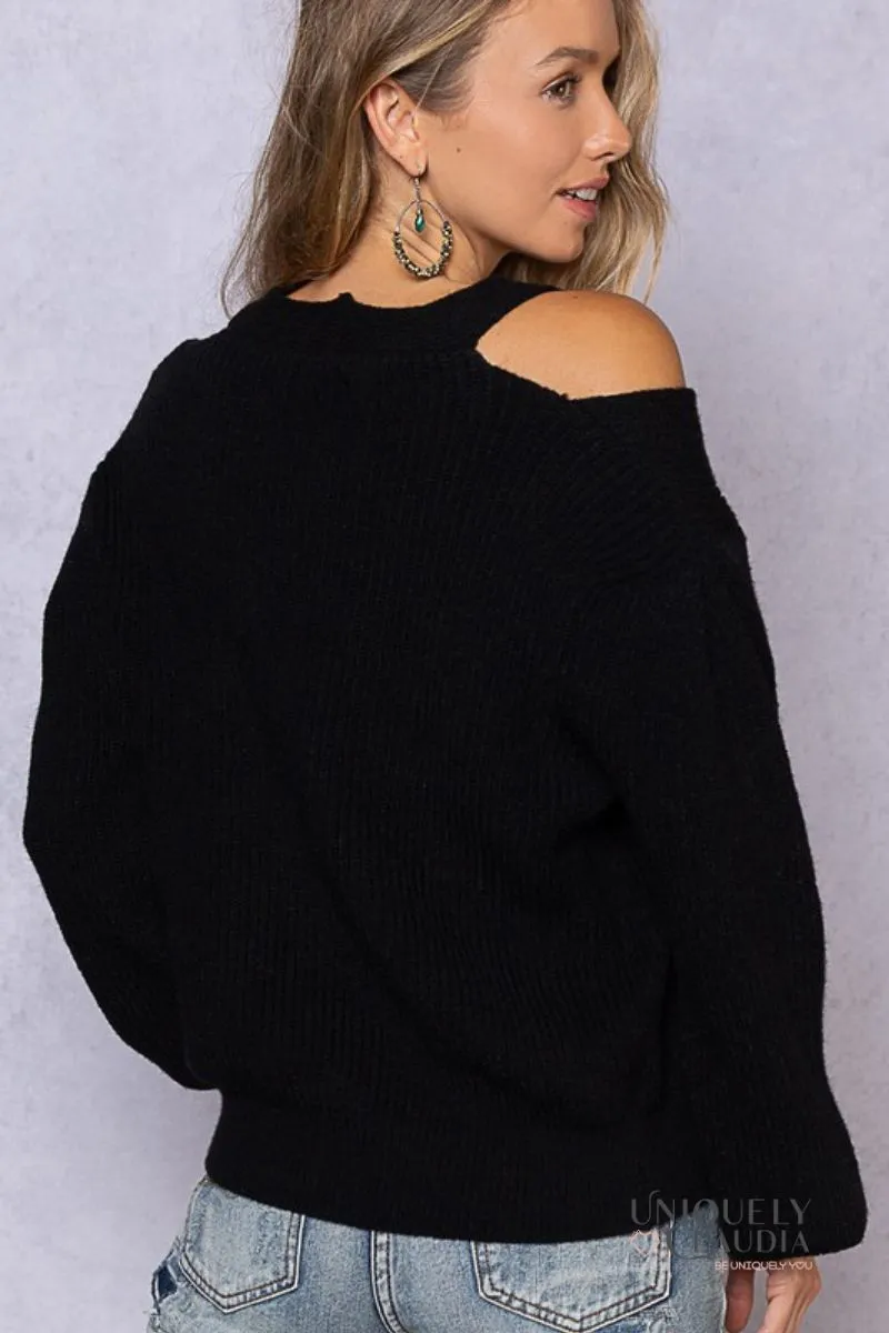 Lola Front & Top Cutout Knit Sweater