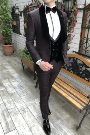 Men Suits 3 Piece Premium Designer Tuxedo Burgundy and Black Style Suits, Wedding Party Suits, Elegant Suits, Formal Fashion Bespoke for Men