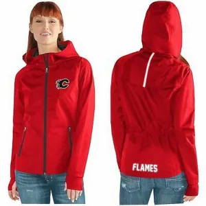 NHL Calgary Flames Womens Hockey Team Light Weight Full Zip Jacket