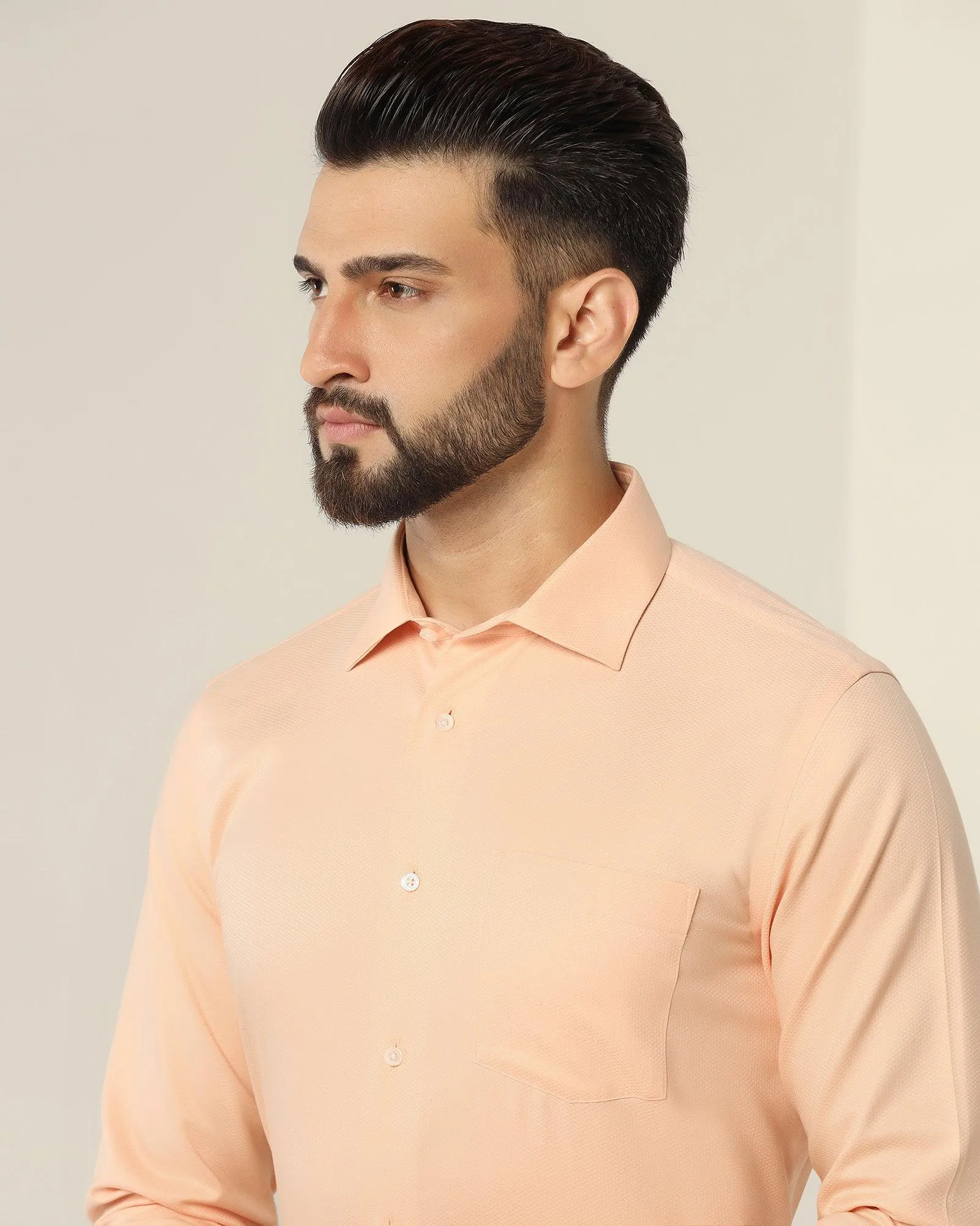 Non Iron Formal Peach Textured Shirt - Dofon