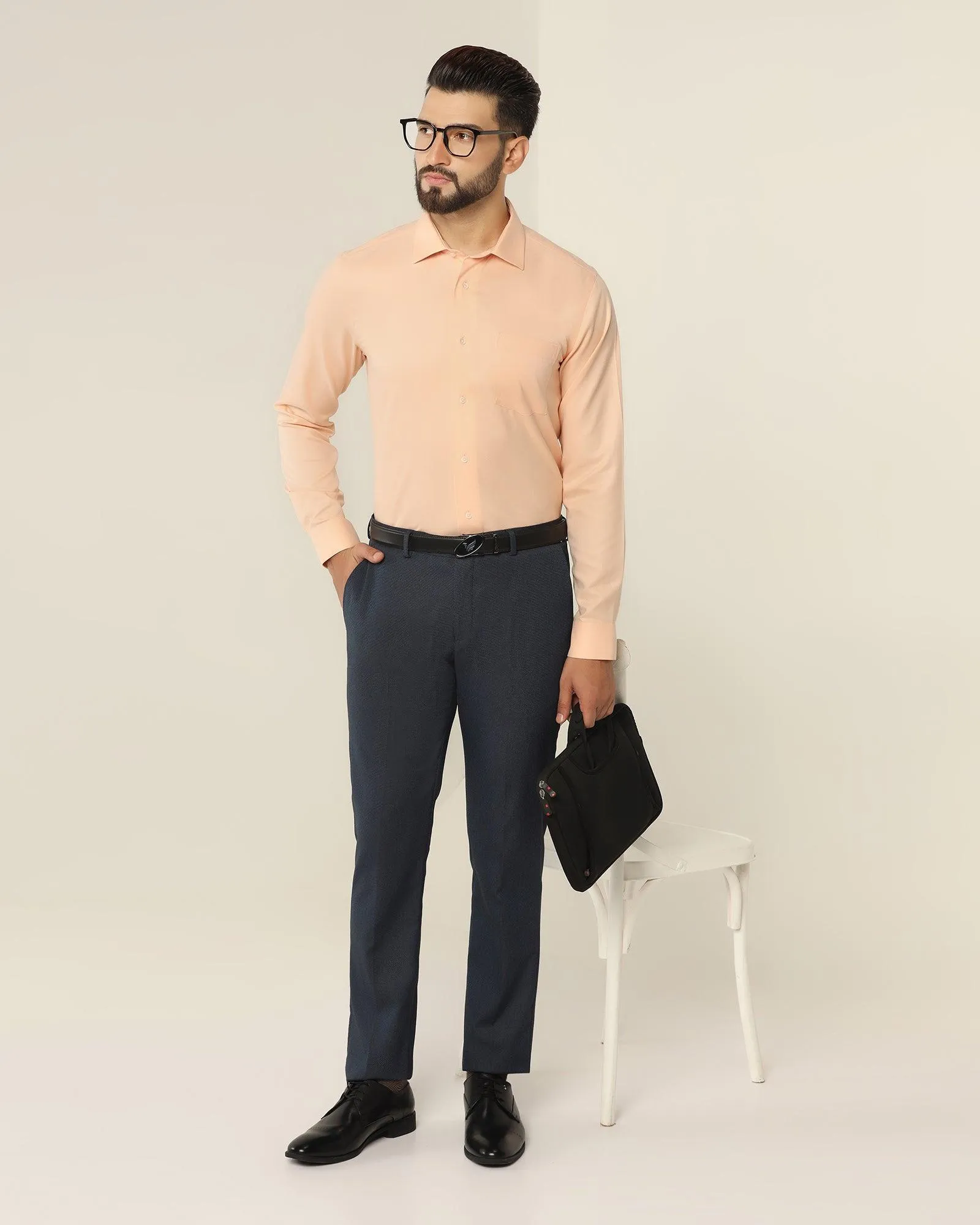 Non Iron Formal Peach Textured Shirt - Dofon