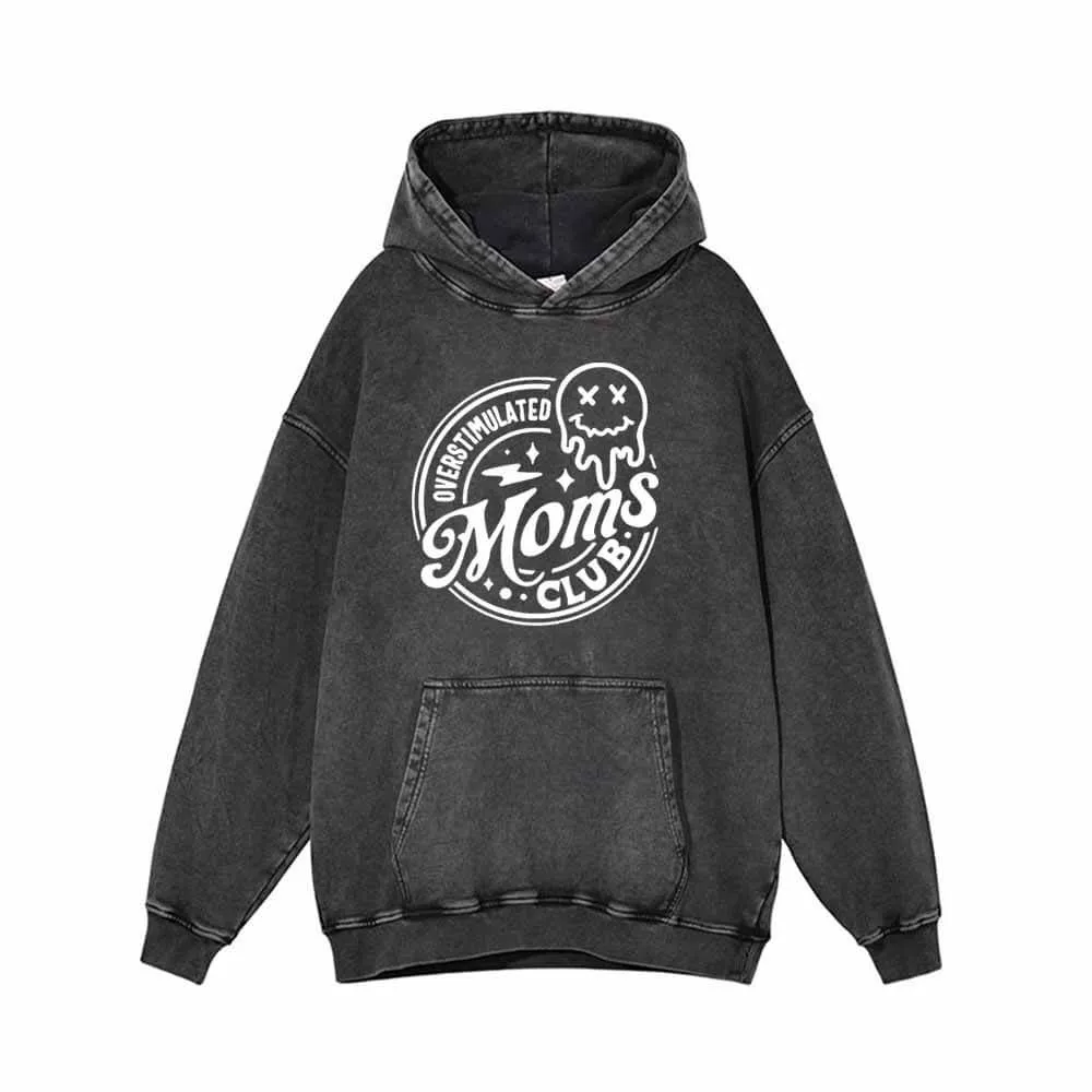 Overstimulated Moms Club Ghost Vintage Washed Hoodie