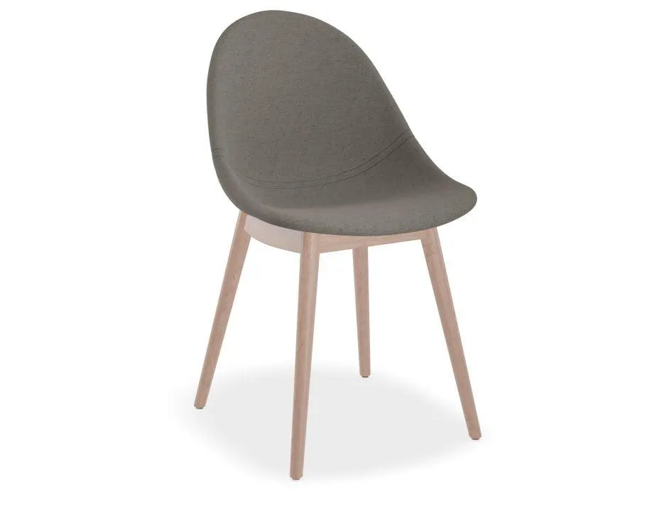 Pebble Fabric Dark Grey Upholstered Chair - Natural Beechwood Base - Black