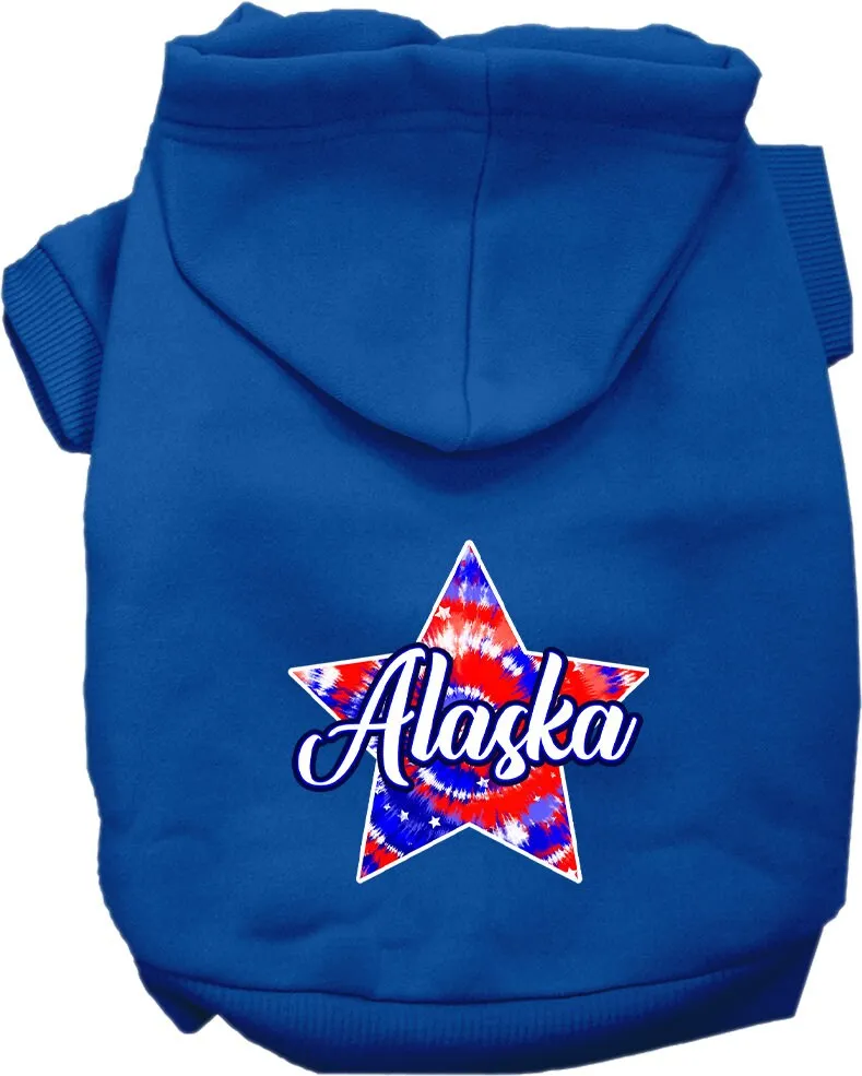 Pet Dog & Cat Screen Printed Hoodie for Medium to Large Pets (Sizes 2XL-6XL), "Alaska Patriotic Tie Dye"