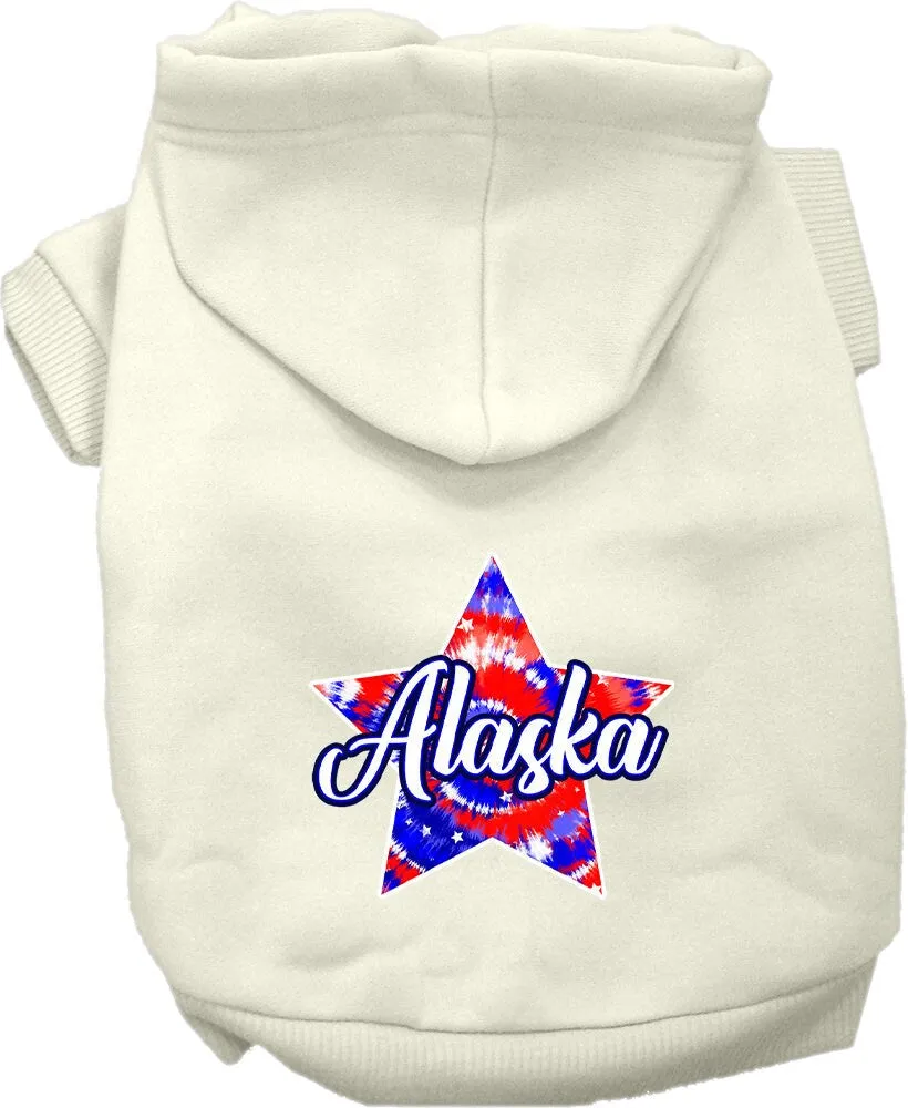 Pet Dog & Cat Screen Printed Hoodie for Medium to Large Pets (Sizes 2XL-6XL), "Alaska Patriotic Tie Dye"