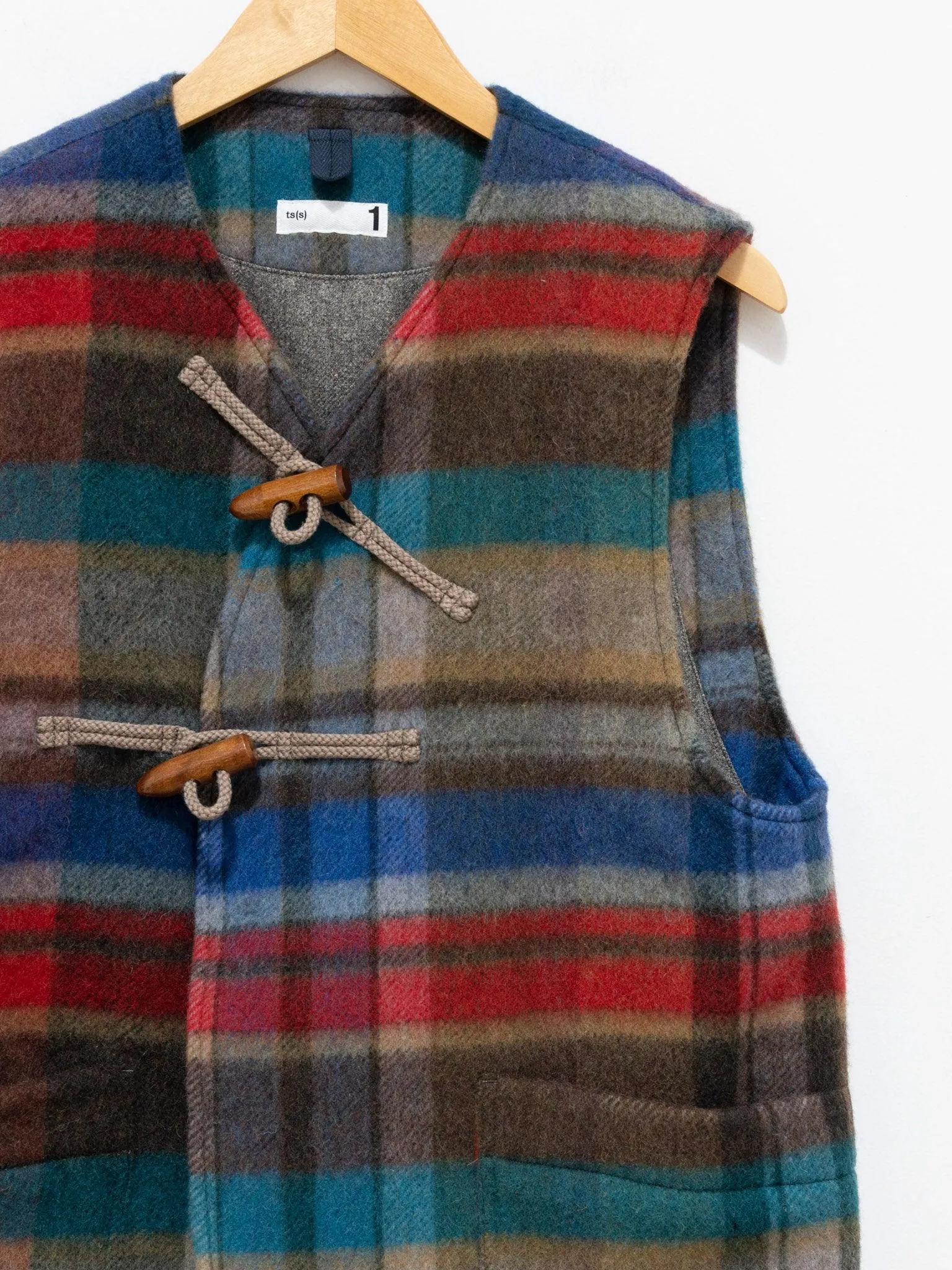 Pitch Plaid Shaggy Wool Toggle Vest