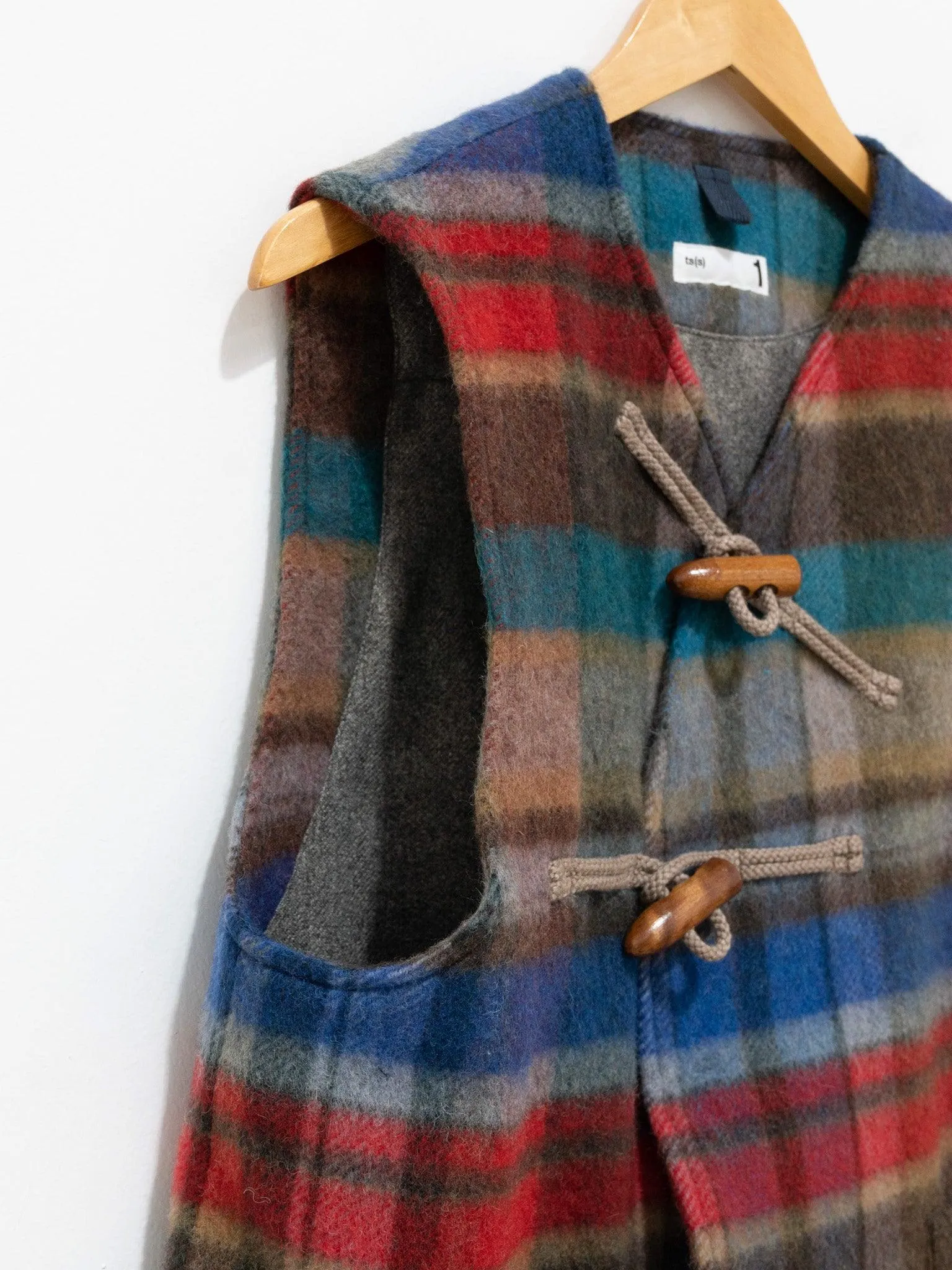 Pitch Plaid Shaggy Wool Toggle Vest