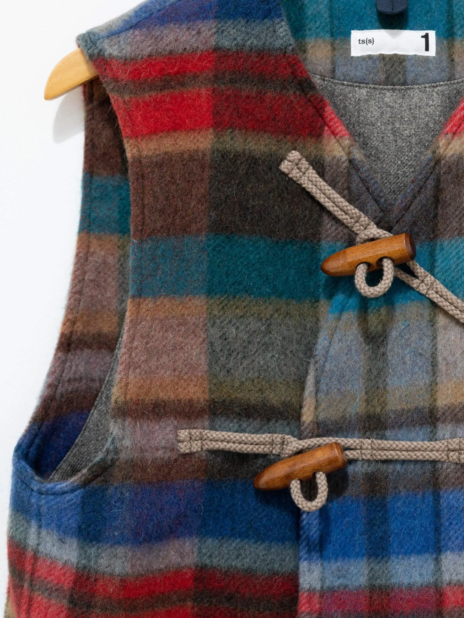 Pitch Plaid Shaggy Wool Toggle Vest