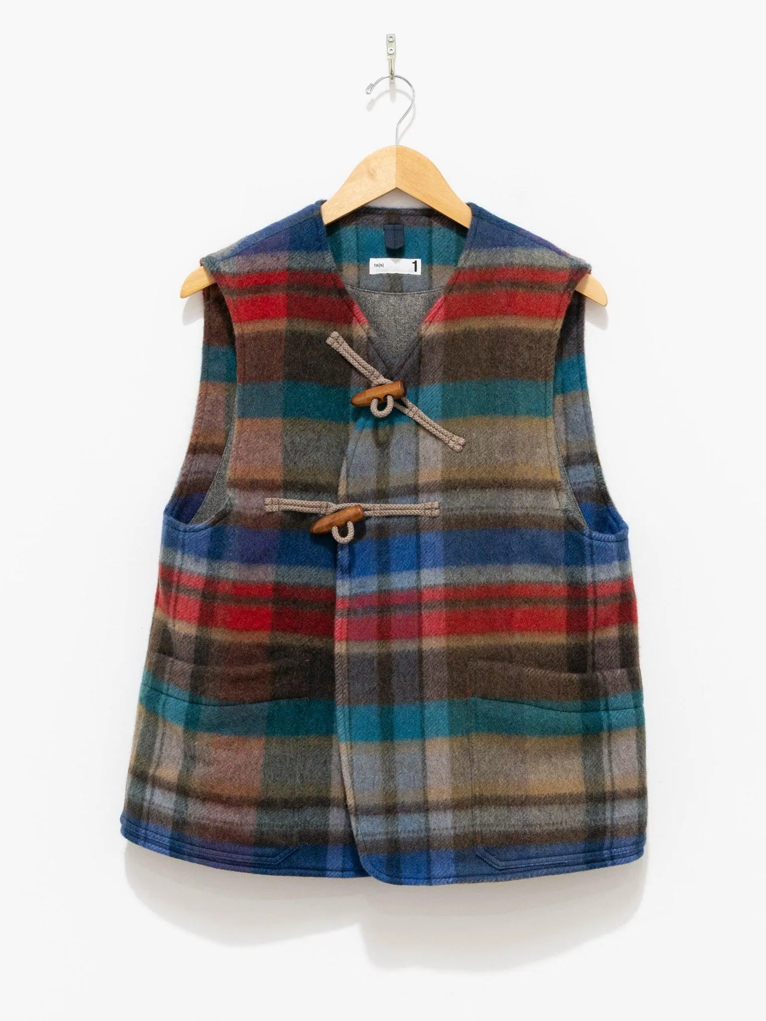 Pitch Plaid Shaggy Wool Toggle Vest