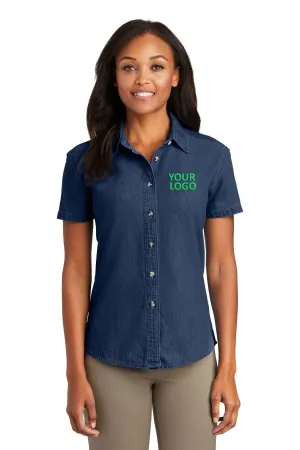 Port & Company Ladies Short Sleeve Custom Denim Shirts, Ink Blue