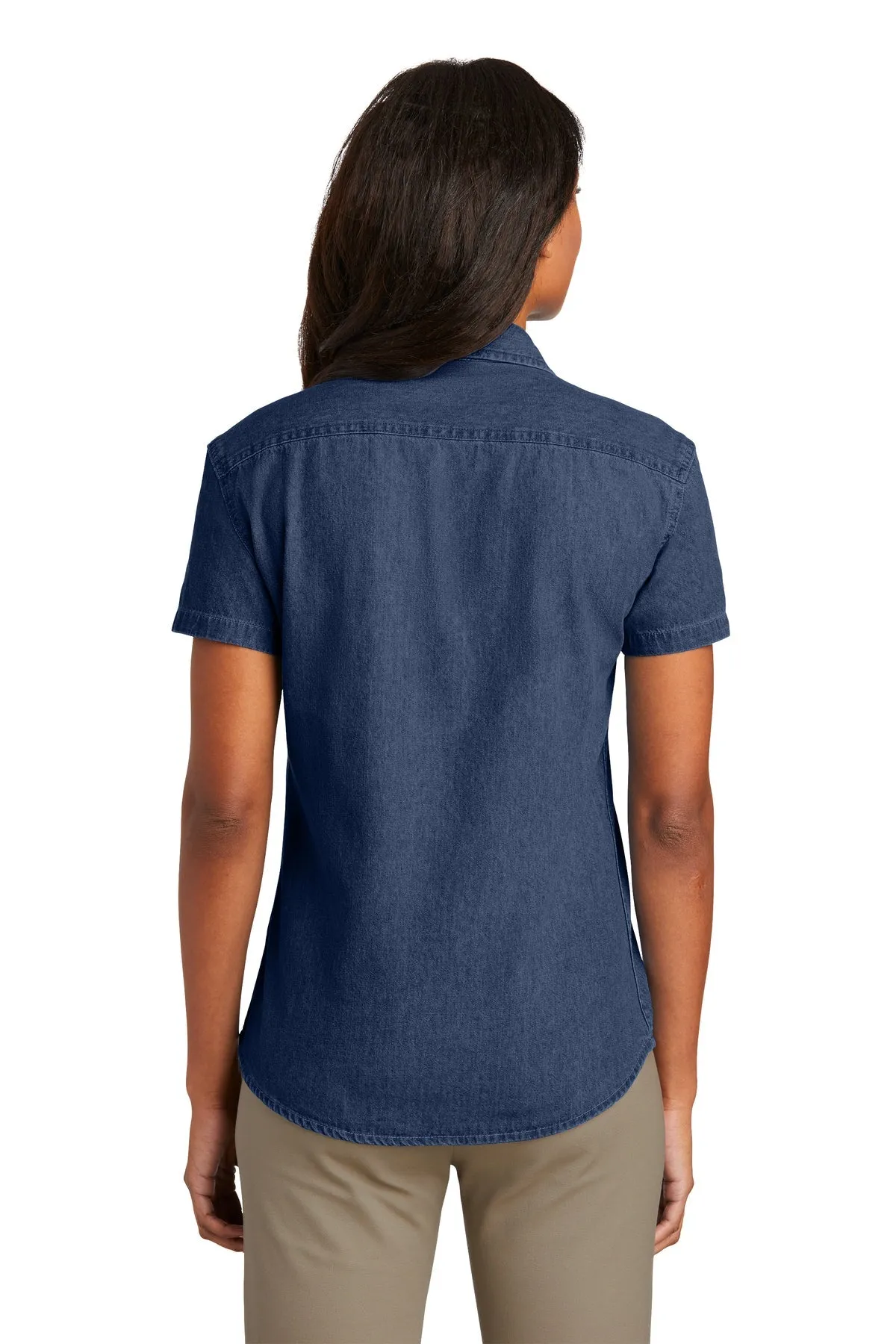 Port & Company Ladies Short Sleeve Custom Denim Shirts, Ink Blue